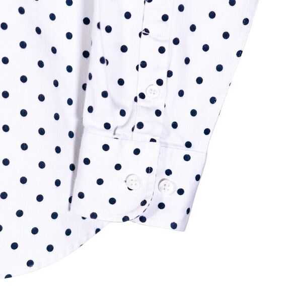 Chaps Ralph Lauren Women's Shirt Button Up White Polka Dot Preppy Blouse Top PS - Picture 8 of 8
